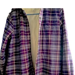 XS LLBean fleece lined flannel shirt Purple